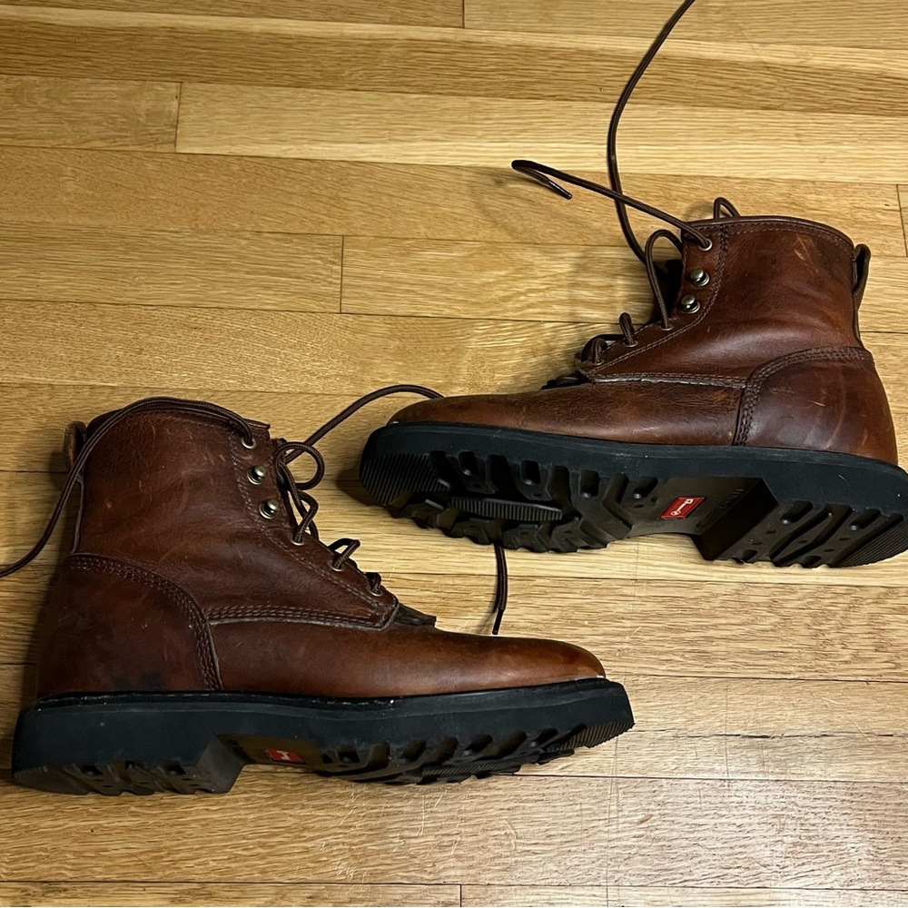 Double‎ H Western Packer Lacer Roper Cowboy Brown Leather Boots 7.5 - Picture 7 of 8
